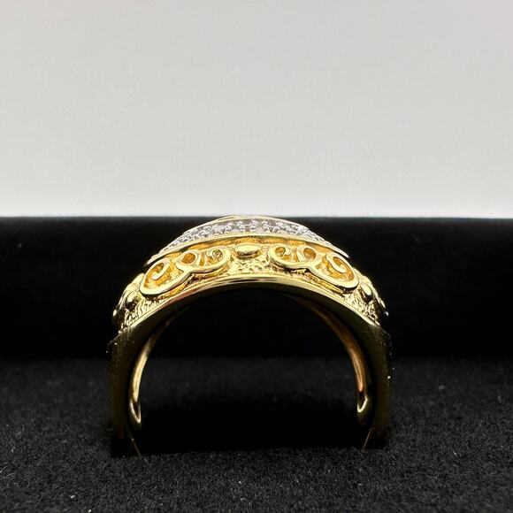 Gold and Silver Statement Ring with Ancient Motif - Size 7.5 - Picture 9 of 12